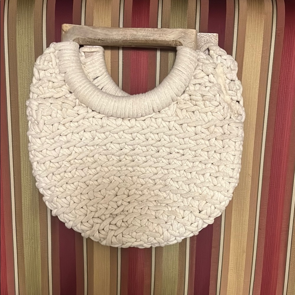 Target Cream bag with Wooden Handle